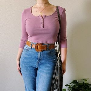 Muave Quarter Sleeve Crop Top